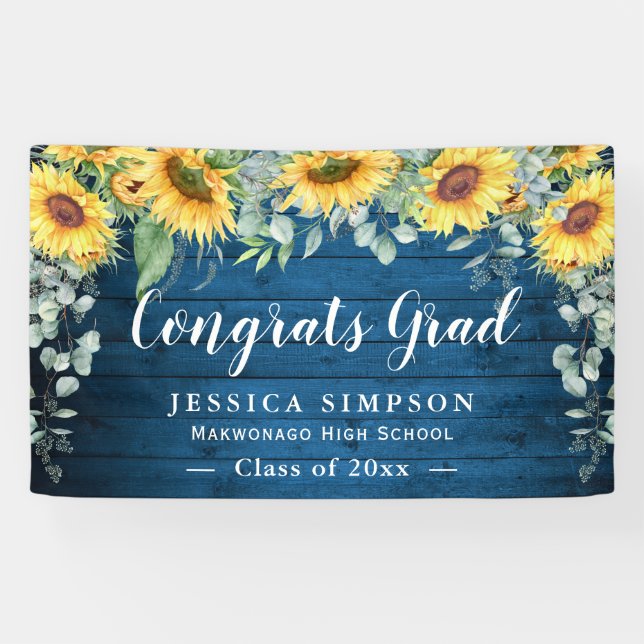 Banderoles Sunflower Eucalyptus Rustic Graduate (Horizontal)