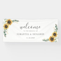 Sunflower Floral Eucalyptus Script Mariage