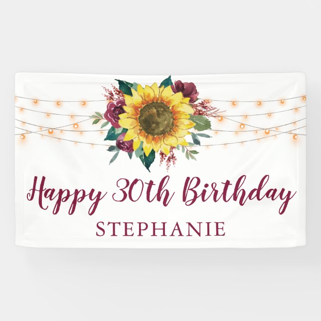 Banderoles Sunflower Floral Lights 30e fête d'anniversaire (Horizontal)