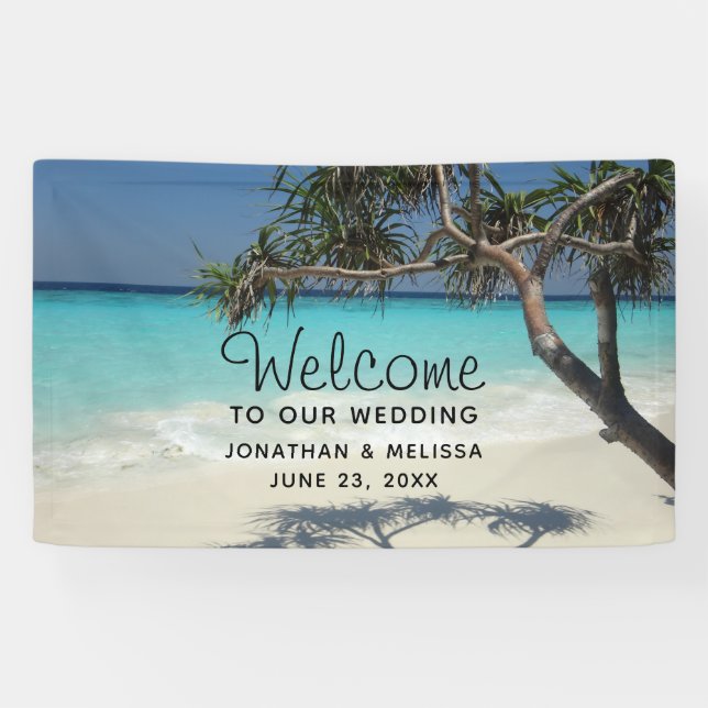 Banderoles Sunny Tropical Beach Ocean Paradise Mariage (Horizontal)