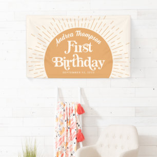 Banderoles Sunshine Boho Jaune premier anniversaire