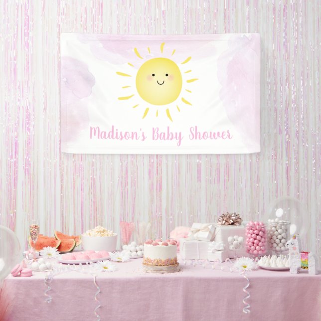 Banderoles Sunshine Nuages Baby shower fille rose (Fête)