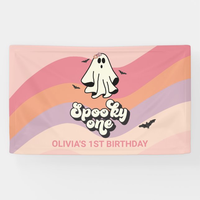 Banderoles super Ghost retro Halloween Éffrayant Un Anniversa (Horizontal)