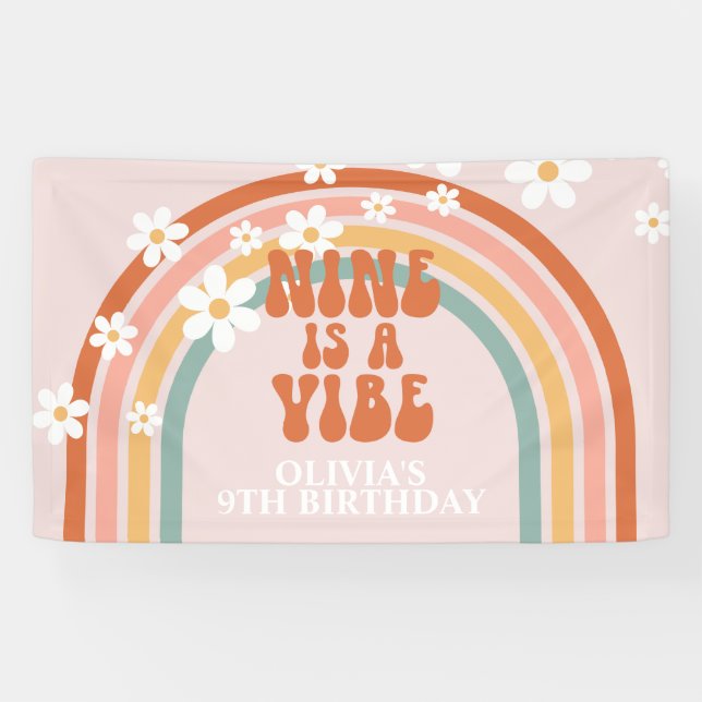 Banderoles Super Nine est une Vibe Rainbow Daisy 9e anniversa (Horizontal)