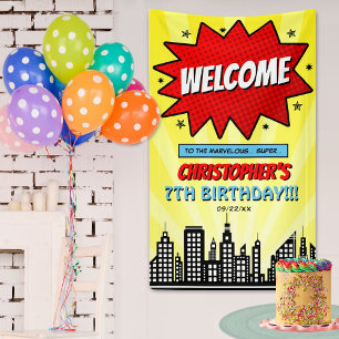 Banderoles Superhero Comic Book N'importe quel âge Anniversai