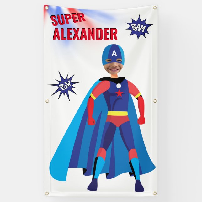 Banderoles Superhero USA Superning Boy Fab Anniversaire Extra (Vertical)