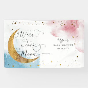 Banderoles Sur la Lune Dreamy Baby shower bleu et rose