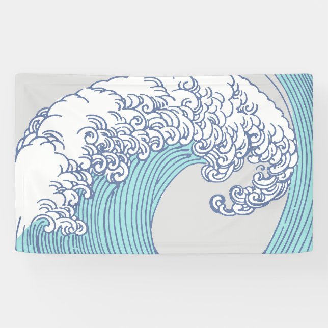 Banderoles Surf asiatique japonais Vague Art Ocean Art (Horizontal)
