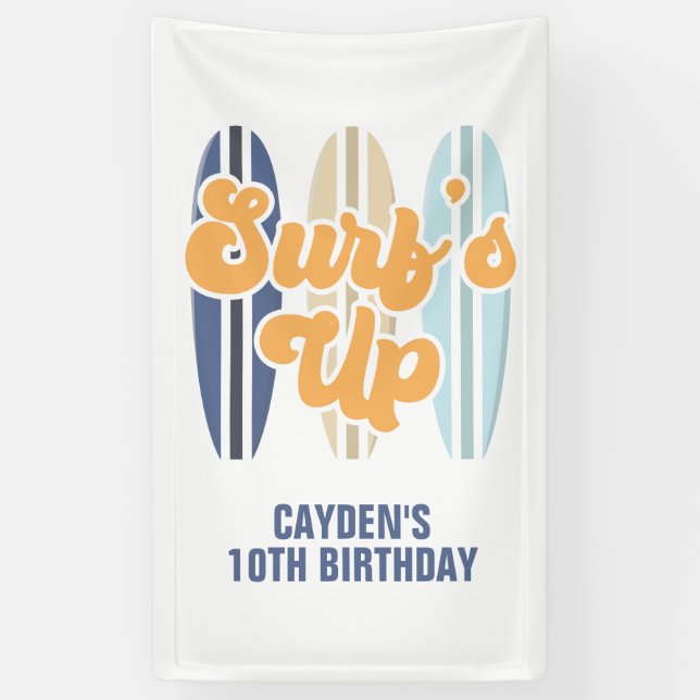 Banderoles Surf Up Surboard Beach Anniversaire (Vertical)