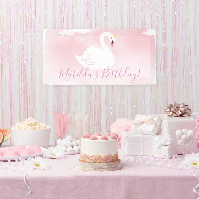 Banderoles SWAN BANTHDAY PARTY jolie élégante or rose pâle (Fête)