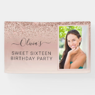 Banderoles Sweet 16 Anniversaire Photo Blush rose Parties sci
