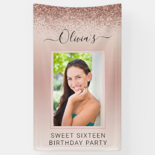 Banderoles Sweet 16 Anniversaire Photo Blush rose Parties sci