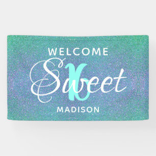 Banderoles Sweet 16 Anniversaire Turquoise Parties scintillan
