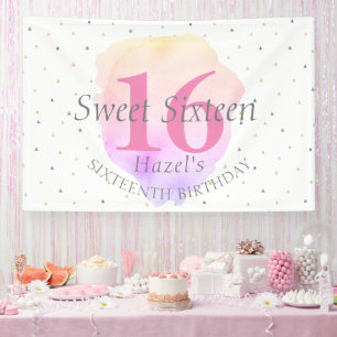 Banderoles Sweet 16 Joli Rose rose jolie fête d'anniversaire 