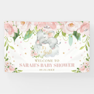 Banderoles Sweet Baby Elephant rose Floral Arrière-plan Bienv