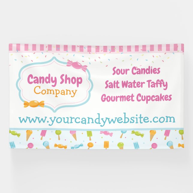 Banderoles Sweet Candy Shop et Ice Cream Confetti (Horizontal)