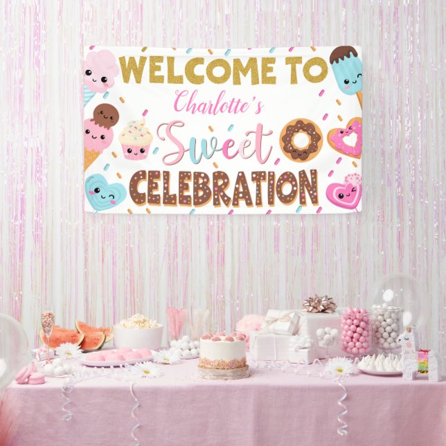 Banderoles Sweet Celebration Donut Anniversaire Bienvenue (Fête)