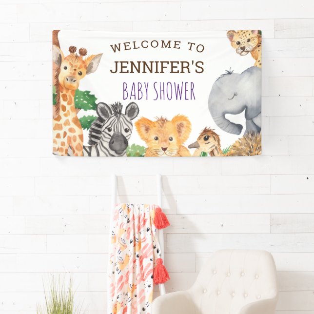 Banderoles Sweet Jungle Safari animal sauvage un Baby shower (En situation)