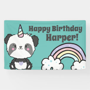 Banderoles Sweet Kawaii Panda Unicorn Arc-en-ciel Anniversair