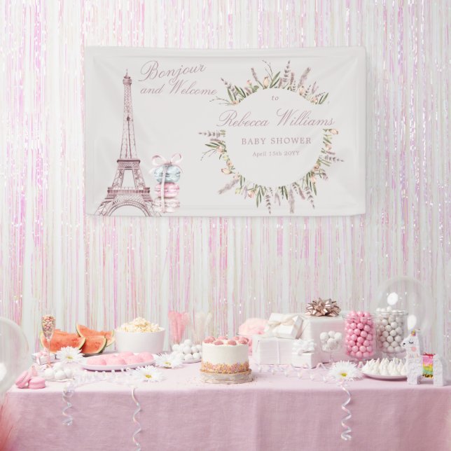Banderoles Sweet Macaron Bonjour Bebe Paris Baby shower (Fête)