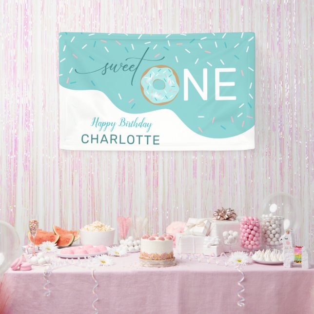 Banderoles Sweet One Cute Turquoise fille 1er anniversaire Ba (Fête)