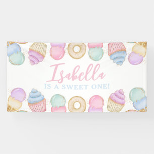 Banderoles Sweet One Pastel 1er Anniversaire de fête Contexte