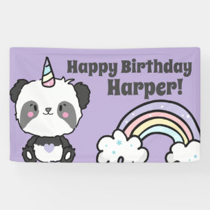Banderoles Sweet Panda Unicorn Rainbows Anniversaire