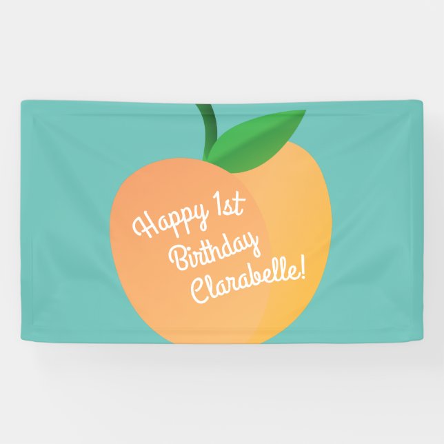 Banderoles Sweet Peach Cute Fruit 1er Anniversaire Thème (Horizontal)
