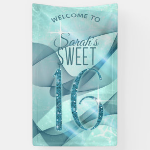 Banderoles Sweet sixteen à persiennes étincelantes ID Turquoi