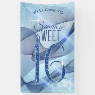 Banderoles Sweet sixteen bleu  à percussion ID652