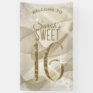 Banderoles Sweet sixteen d'éclaboussures Gold ID652