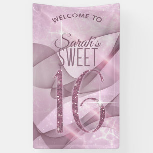 Banderoles Sweet sixteen  étincelant ID652 rose orchidée