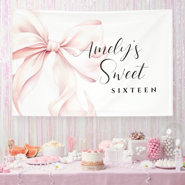 Banderoles Sweet sixteen rose Bow Anniversaire (Fête)