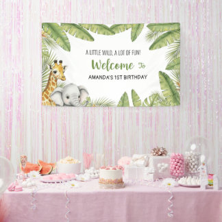 Banderoles Sweet Watercolor Safari Welcome Birthday Banner