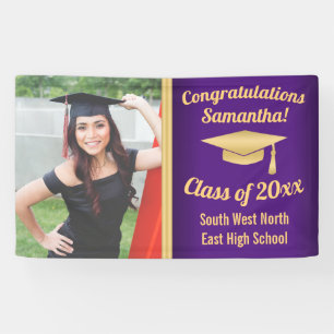 Banderoles Symbole de graduation photo personnalisé Purple G