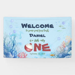 Banderoles Symbole de pêche O-fish One 1st Birthday Banner