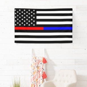 Banderoles symbole des pompiers de la police de la ligne roug