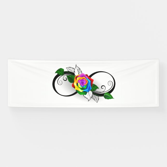 Banderoles Symbole d'infini avec Rose arc-en-ciel (Horizontal)