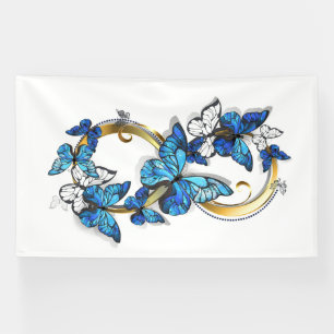 Banderoles Symbole infini de papillons Morpho bleus