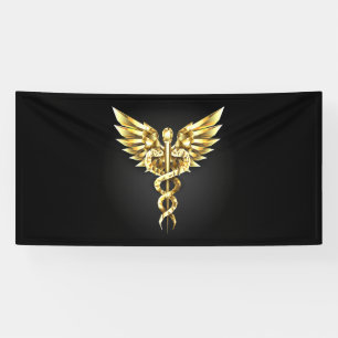 Banderoles Symbole Polygonal Or Caduceus