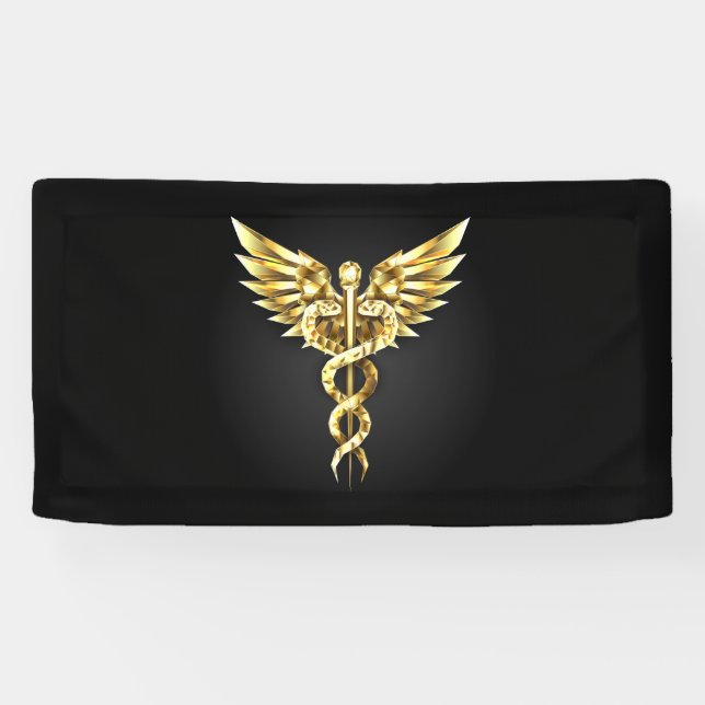 Banderoles Symbole Polygonal Or Caduceus (Horizontal)