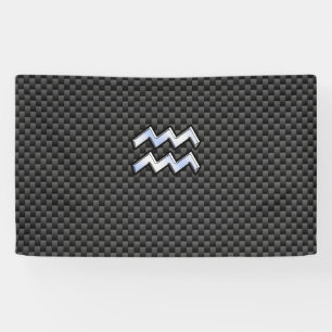 Banderoles Symbole Zodiaque Aquarius Décor en fibre de carbon