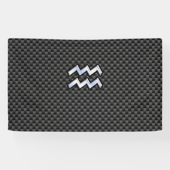 Banderoles Symbole Zodiaque Aquarius Décor en fibre de carbon (Horizontal)