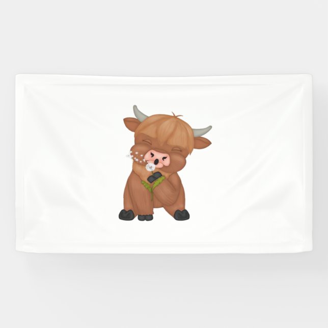 Banderoles T-shirt classique de la vache de Highland et du ch (Horizontal)