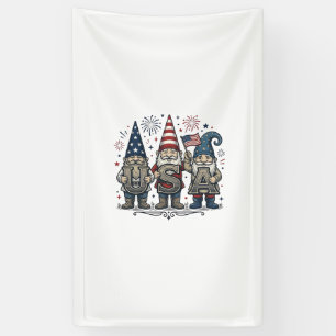 Banderoles T-shirt Gnome Patriotique USA Quatrième Juillet Vi