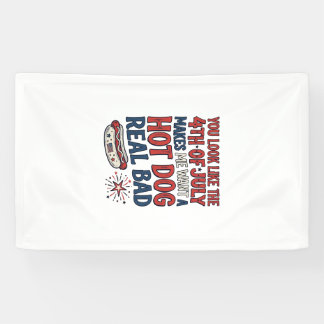 Banderoles T-shirt patriotique drôle de hot dog du 4 juillet