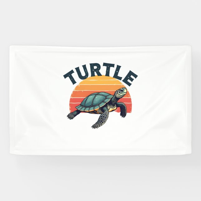 Banderoles T-shirt tortue rétro (Horizontal)