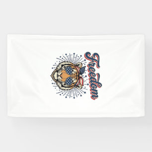 Banderoles T-shirt vintage gravure Freedom Tiger patriotique_