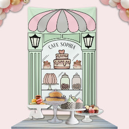 Banderoles Table de desserts française en arrière-plan