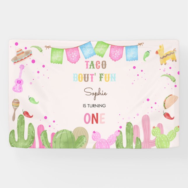 Banderoles Taco bout fun fiesta mexicaine premier anniversair (Horizontal)
